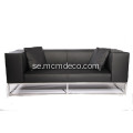 Modern läder soffa med rostfritt stål ram